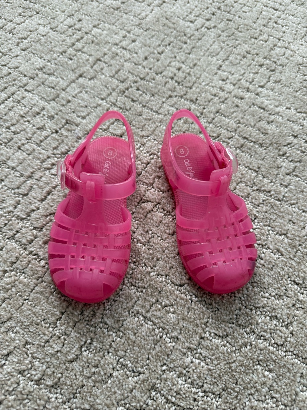 Cat & Jack Bright Pink Jelly Sandals with Ankle Strap